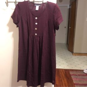 Vintage Jessica Lauren Maroon/ Black Gingham Dress